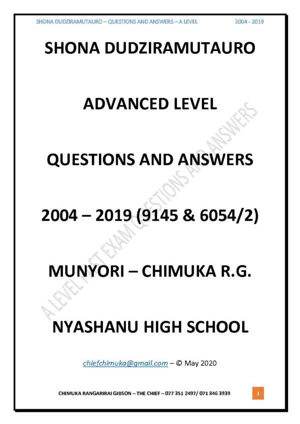 a level shona question and answers