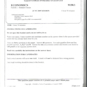 A Level Economics Bluebook 2009-2010