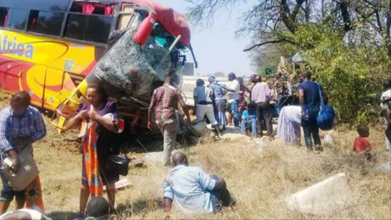 InterAfrica Bus and Toyota Belta Accident on Masvingo-Mbalabala Road Claims 2 Lives