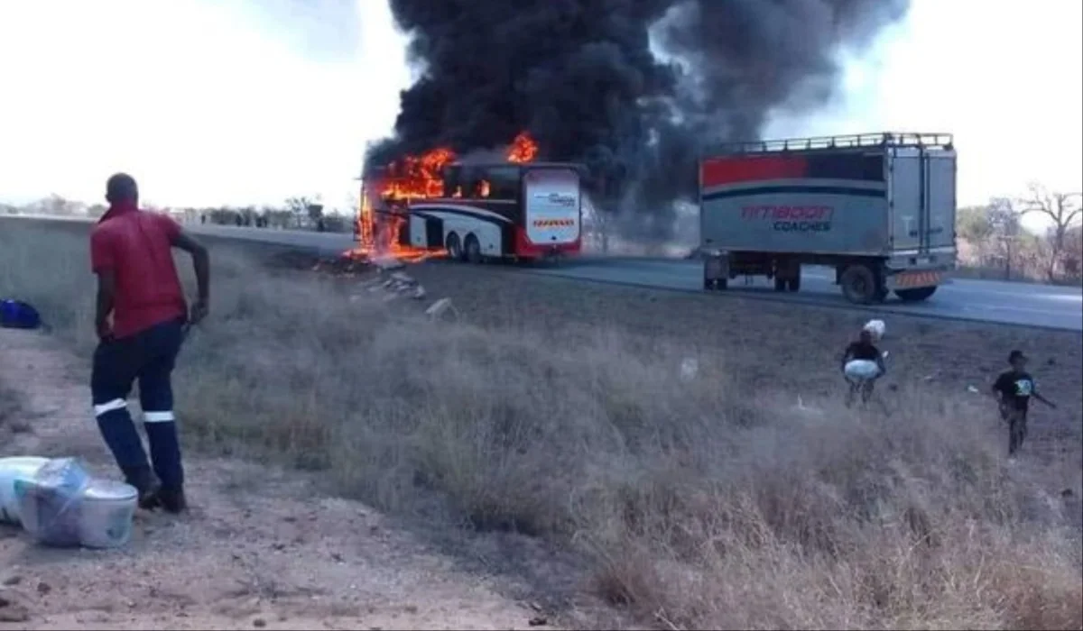 Another cross-border bus catches fire