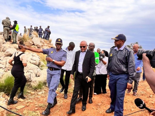 Police Minister Senzo Mchunu arrives in Stilfontein