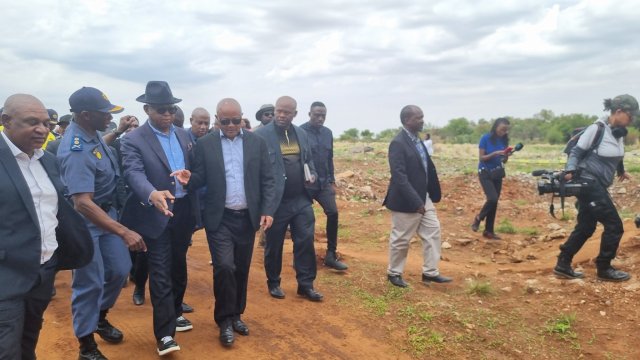 Police Minister Senzo Mchunu arrives in Stilfontein