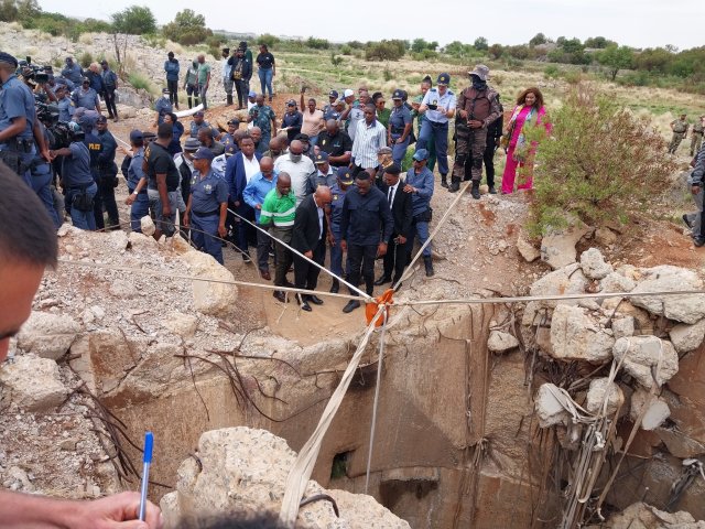 Police Minister Senzo Mchunu arrives in Stilfontein