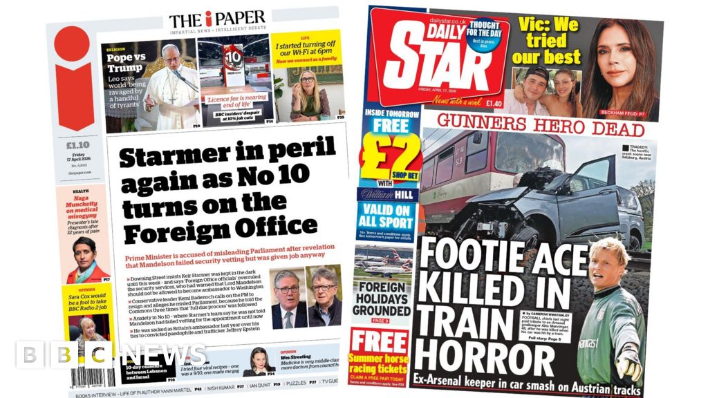 The Papers: ‘Starmer in peril’ and ‘Gunners hero dead’